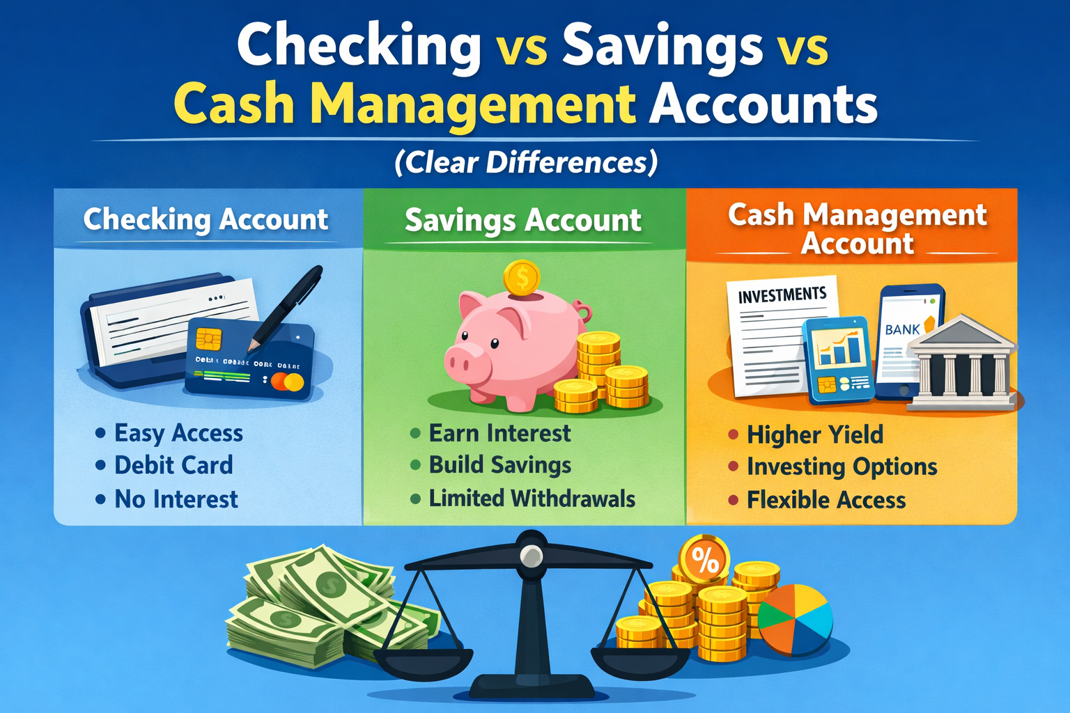 Checking vs Savings vs Cash Management Accounts (Clear Differences)